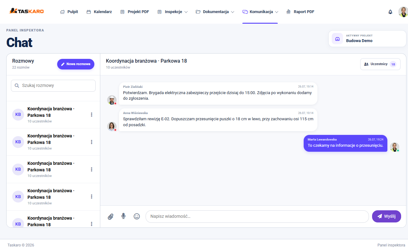 Komunikacja projektowa i pytania techniczne